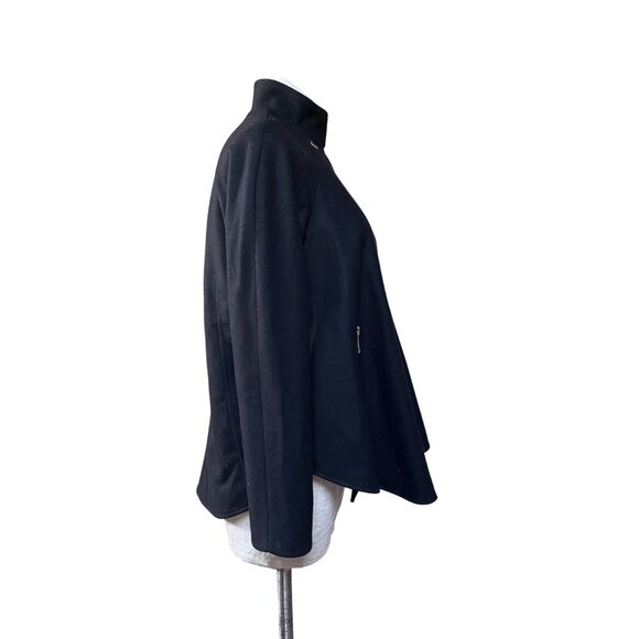 Ted Baker Black Retro 50s Swing Coat Small Wool Blend Prata Cape Jacket - Picture 5 of 14